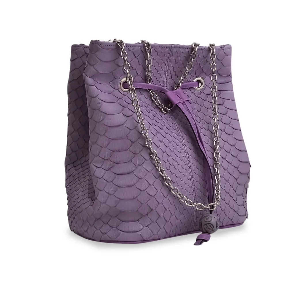 Geanta Robinia, piele de piton — Violet deschis
